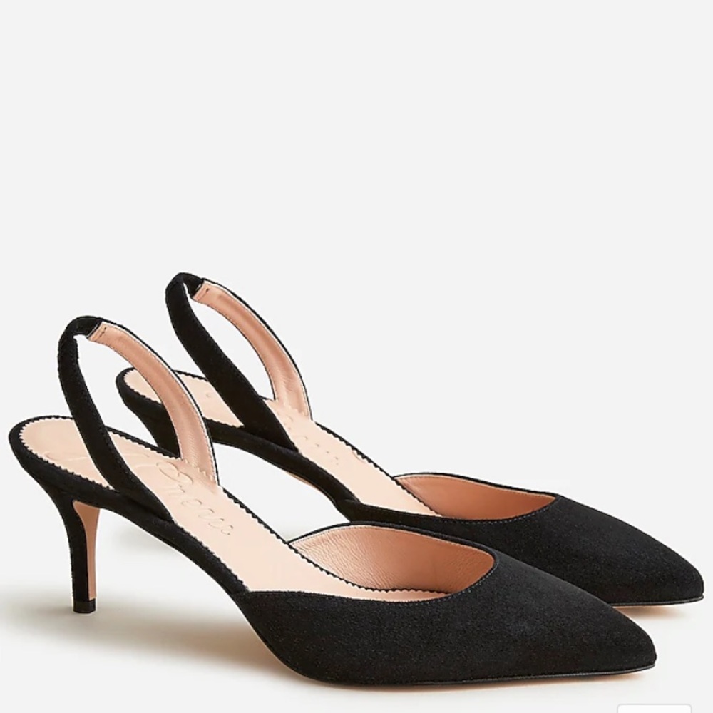 JCrew Colette Black Suede Slingback Pump 9.5